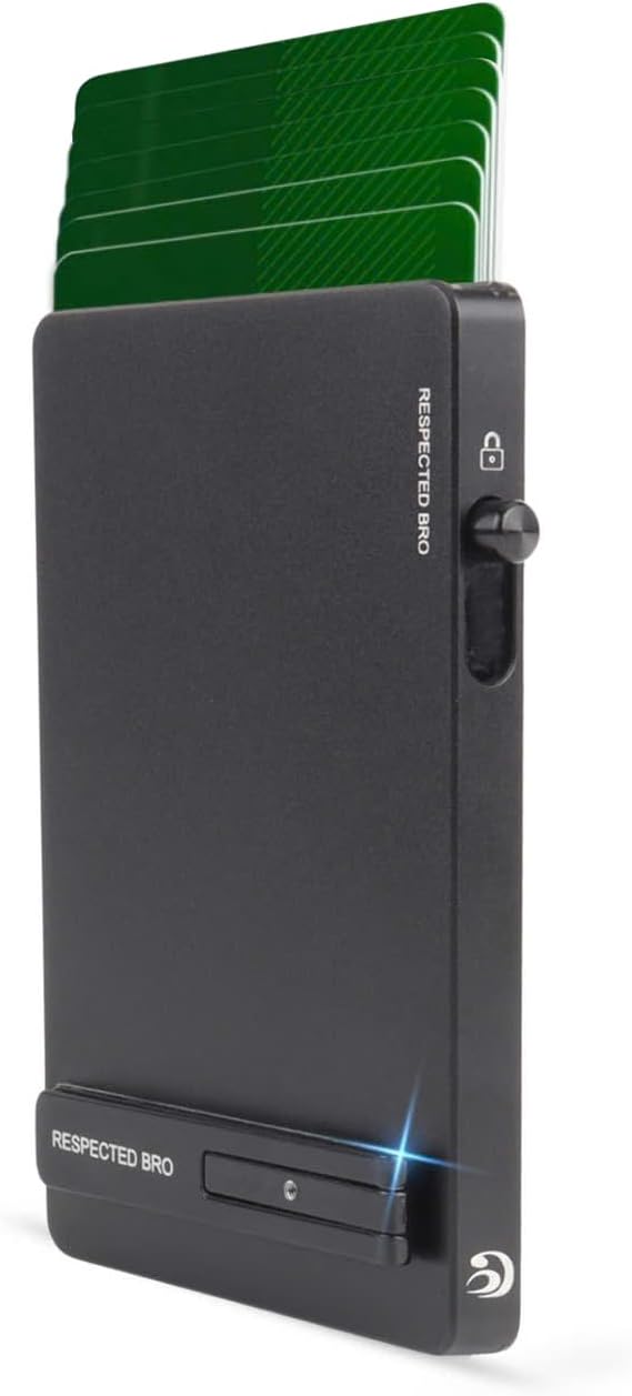 Portefeuille homme avec porte-cartes, protection RFID, étui en aluminium à ouverture facile, capacité de 5 à 7 cartes, élégant et résistant (noir)