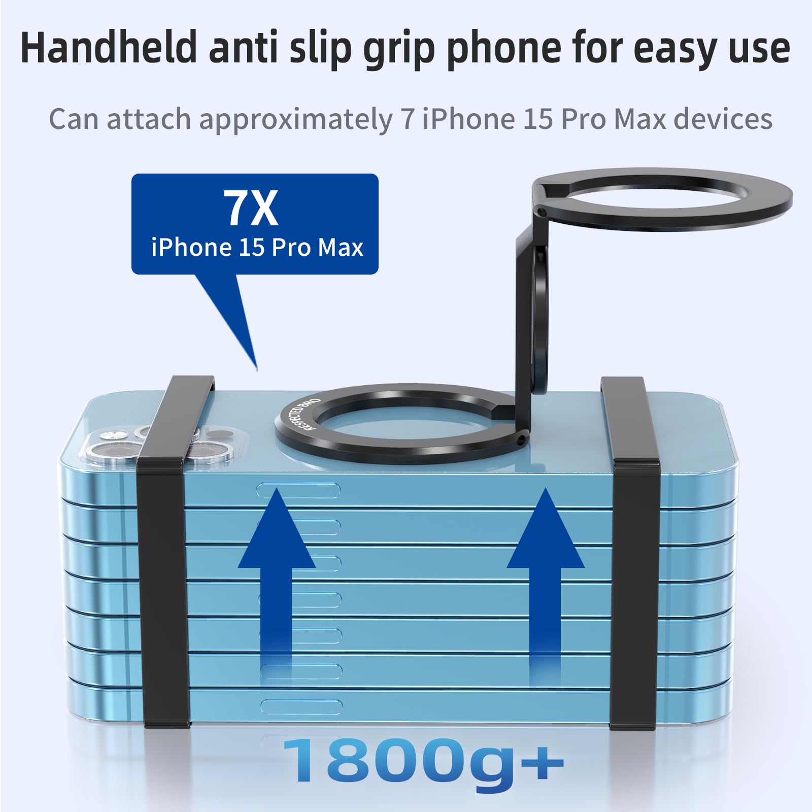 RESPECTED BRO-Magnetic-Phone-Ring-Holder with Dual Rings, Compatible with iPhone 17/16/15/14/13/12, Multifunctional Stand for Desk, Office, Gym, Kitchen & All Metal Surfaces, Finger Loop Grip (Black)