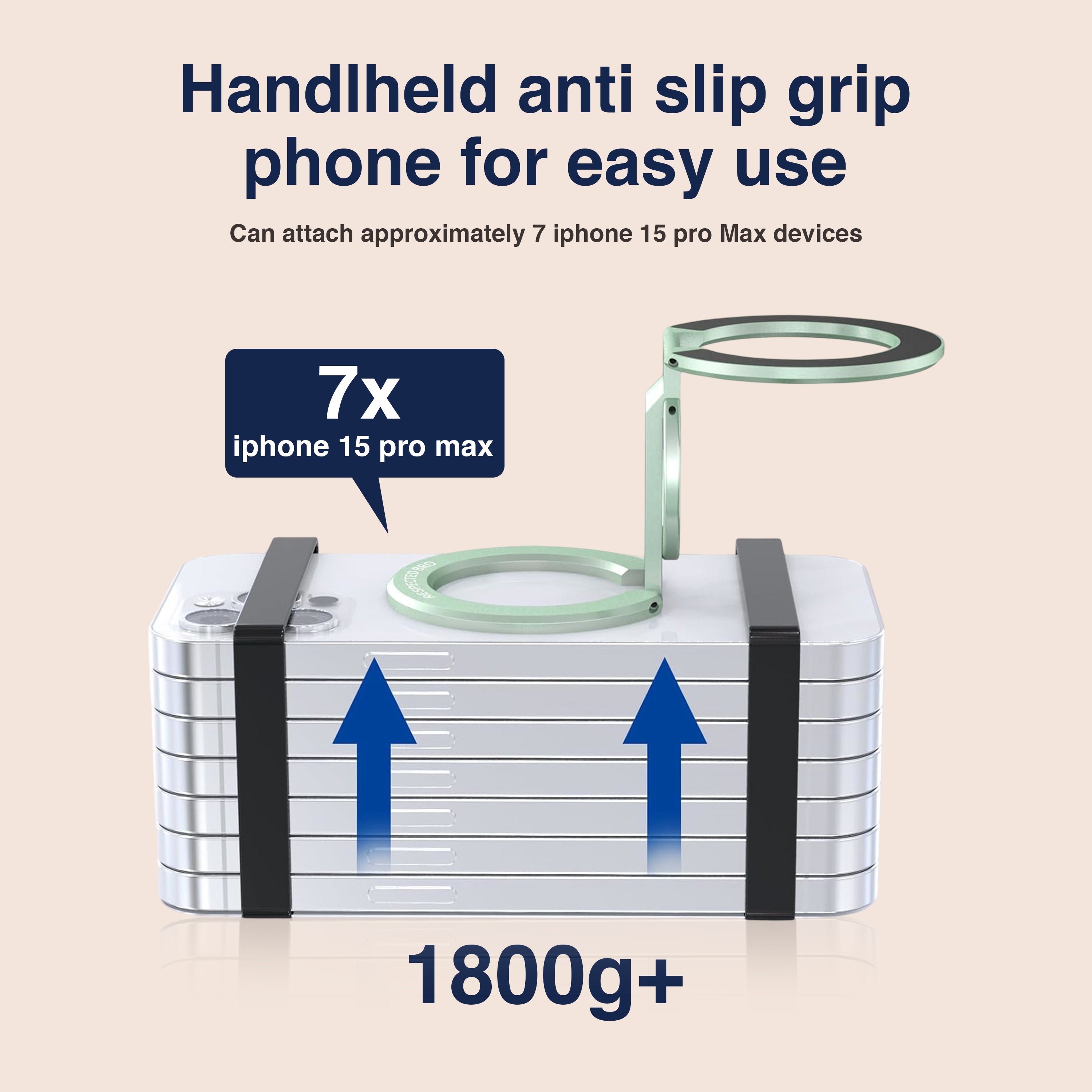 Respectbro™ DualRing Grip Magnetic Phone Ring Holder & 360° Multi-Angle Stand (Light Green)