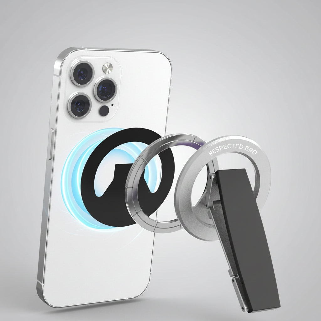 Respectbro™ MagGrip Lite Magnetic Phone Grip, Stand & Finger Strap