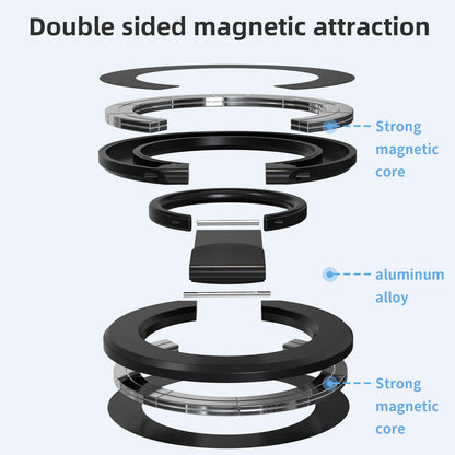 RESPECTED BRO-Magnetic-Phone-Ring-Holder with Dual Rings, Compatible with iPhone 17/16/15/14/13/12, Multifunctional Stand for Desk, Office, Gym, Kitchen & All Metal Surfaces, Finger Loop Grip (Black)