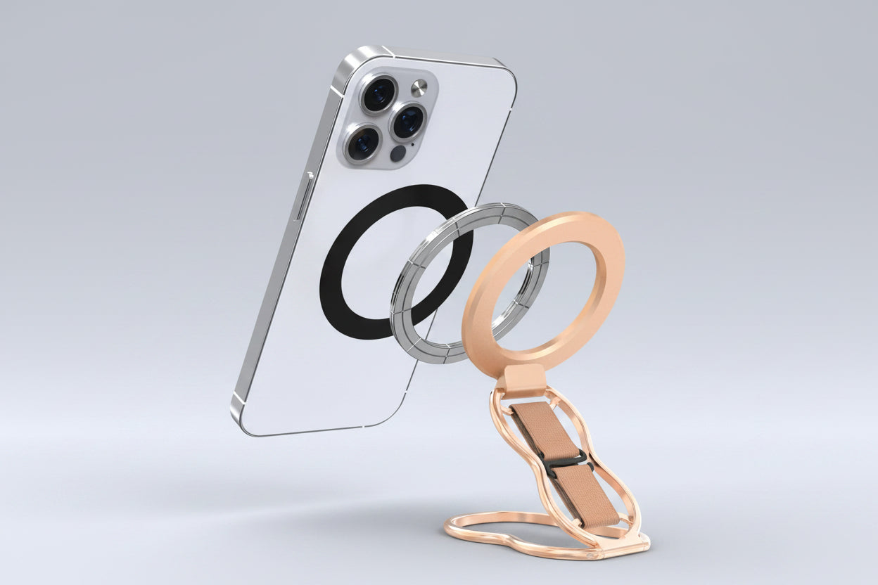 Respectbro™ MagGrip Rose 4-in-1 Magnetic Phone Grip, Stand & Finger Strap
