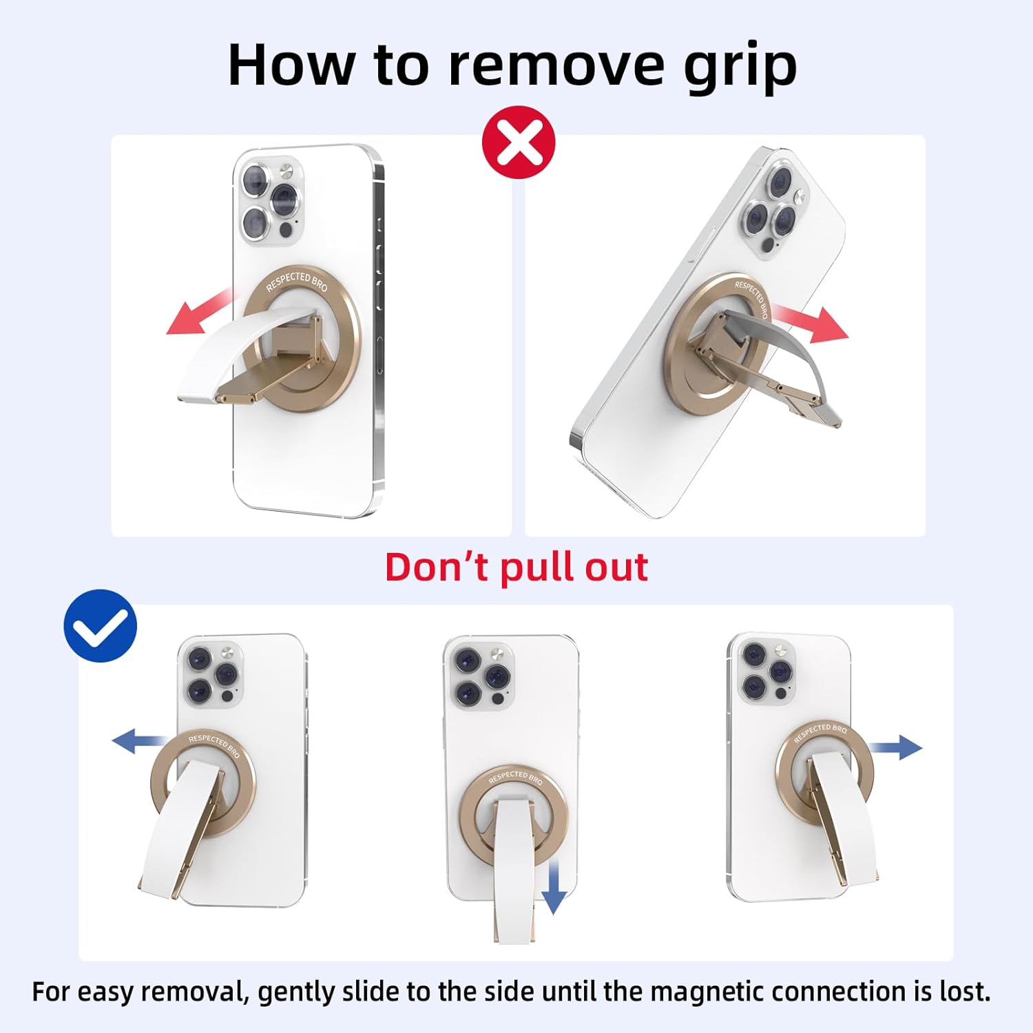 Magnetic-Phone-Grip-Stand, Magnetic Phone Ring Holder Kickstand with Silicone Finger Strap, Compatibility for iPhone 17/16/15/14/13/12, Android, and More (White)