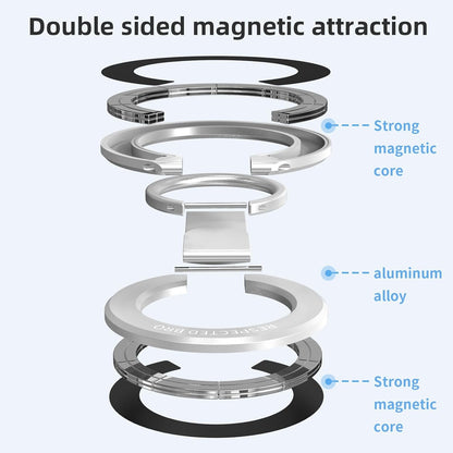 Magnetic-Phone-Ring-Holder with Dual Rings, Compatible with iPhone 17/16/15/14/13/12, Multifunctional Stand for Desk,Office,Gym,Kitchen & All Metal Surfaces, Finger Loop Grip (Silver)