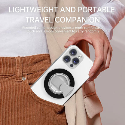 Magnetic-Phone-Ring-Holder with Dual Rings, Compatible with iPhone 17/16/15/14/13/12, Multifunctional Stand for Desk,Office,Gym,Kitchen & All Metal Surfaces, Finger Loop Grip (Silver)