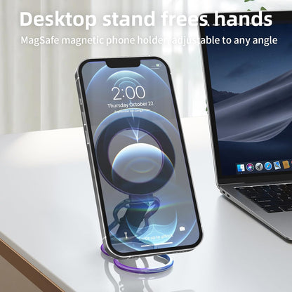 Magnetic-Phone-Grip-Stand-with-Finger-Strap, 4-in-1 Magnetic Ring Holder, Kickstand and Elastic Strap for Phones, Universal Fit for iPhone 17/16/15/14/13/12, Android and Cases (Colorful)