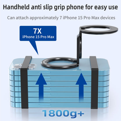 RESPECTED BRO-Magnetic-Phone-Ring-Holder with Dual Rings, Compatible with iPhone 17/16/15/14/13/12, Multifunctional Stand for Desk, Office, Gym, Kitchen & All Metal Surfaces, Finger Loop Grip (Black)