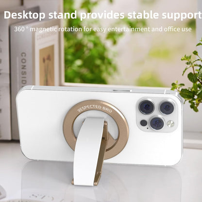 Magnetic-Phone-Grip-Stand, Magnetic Phone Ring Holder Kickstand with Silicone Finger Strap, Compatibility for iPhone 17/16/15/14/13/12, Android, and More (White)