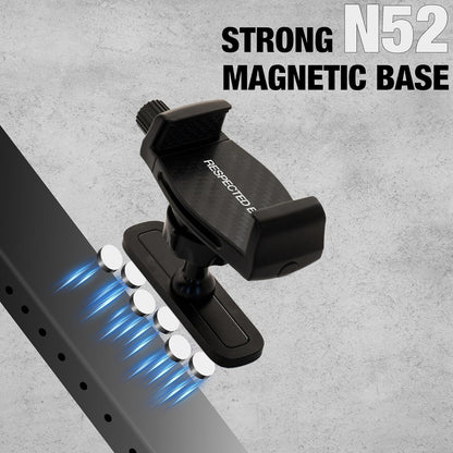 Strong magnetic base with blue吸引力效果 on a gray background