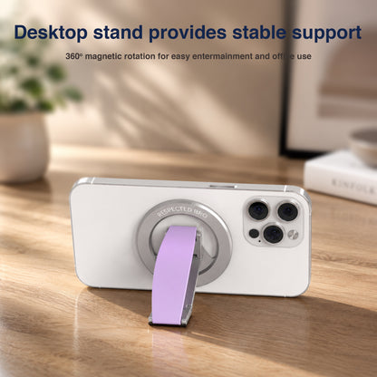 Support magnétique pour téléphone, anneau de maintien magnétique avec dragonne en silicone, compatible avec iPhone 17/16/15/14/13/12, Android et autres (violet) 