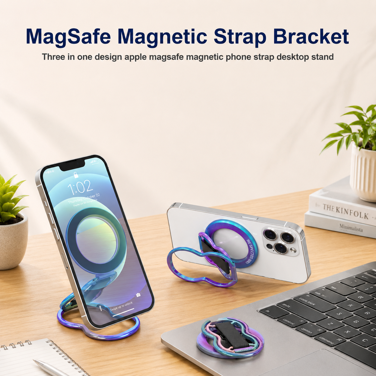 RESPECTED BRO Magnetic Phone Grip Stand with Finger Strap