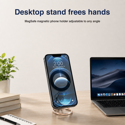 Support magnétique pour téléphone avec dragonne, anneau magnétique 4 en 1, béquille et dragonne élastique, compatible avec iPhone 17/16/15/14/13/12, Android et coques (Or rose) 