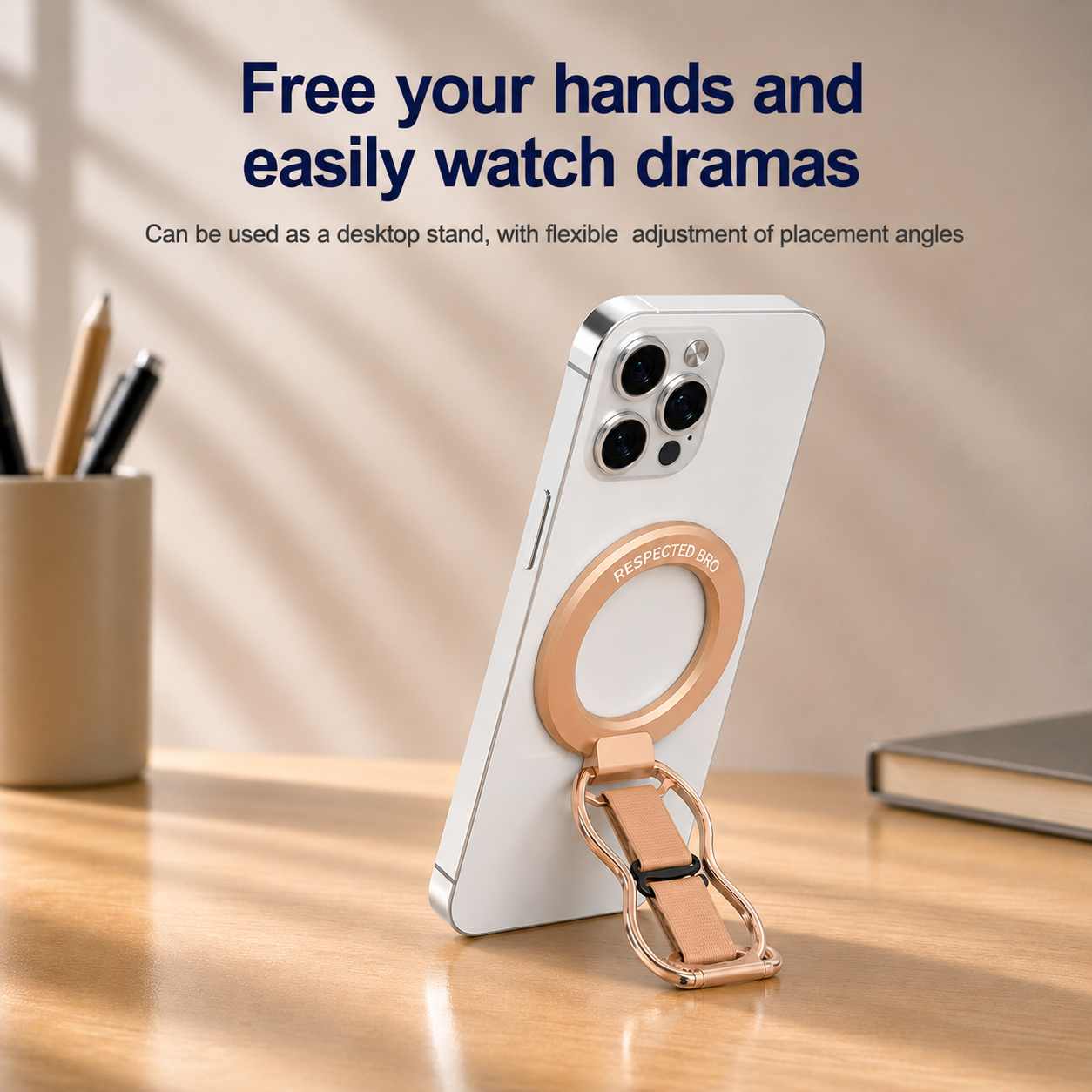 RESPECTED BRO Magnetic Phone Grip Stand with Finger Strap