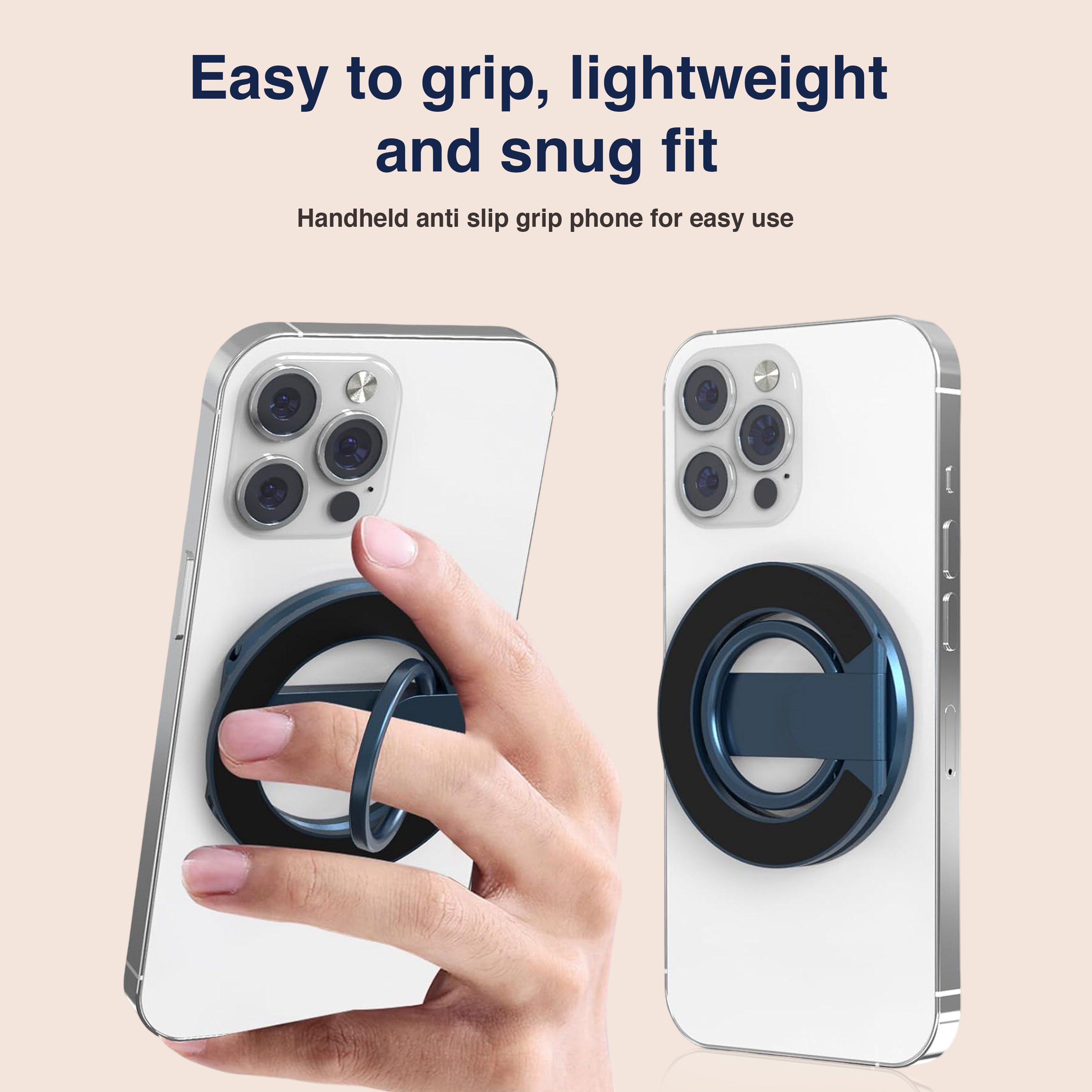 Respectbro™ Magnetic-Phone-Ring-Holder with Dual Rings (Dark Blue)