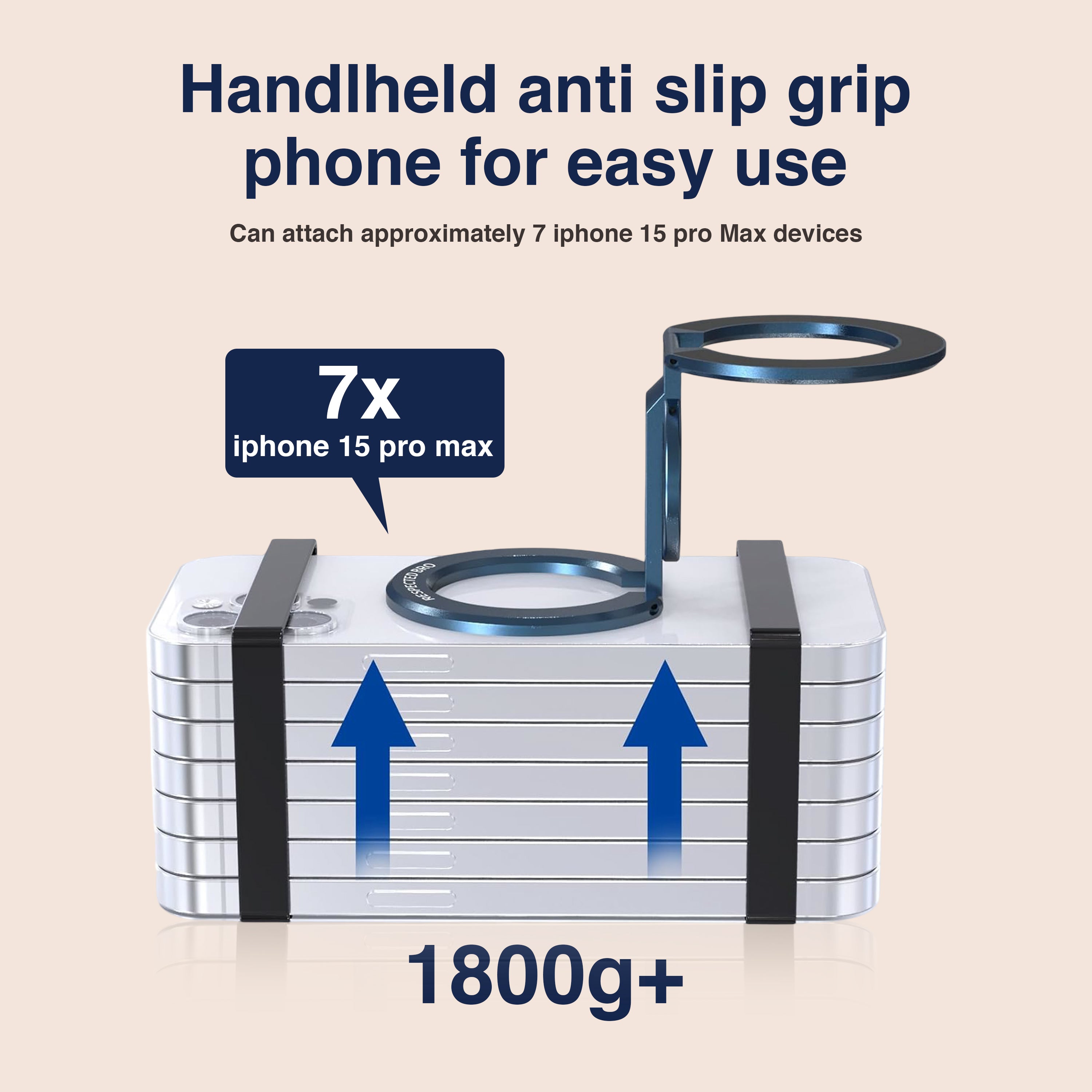 Respectbro™ Magnetic-Phone-Ring-Holder with Dual Rings (Dark Blue)