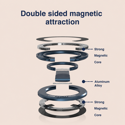 Respectbro™ Magnetic-Phone-Ring-Holder with Dual Rings (Dark Blue)