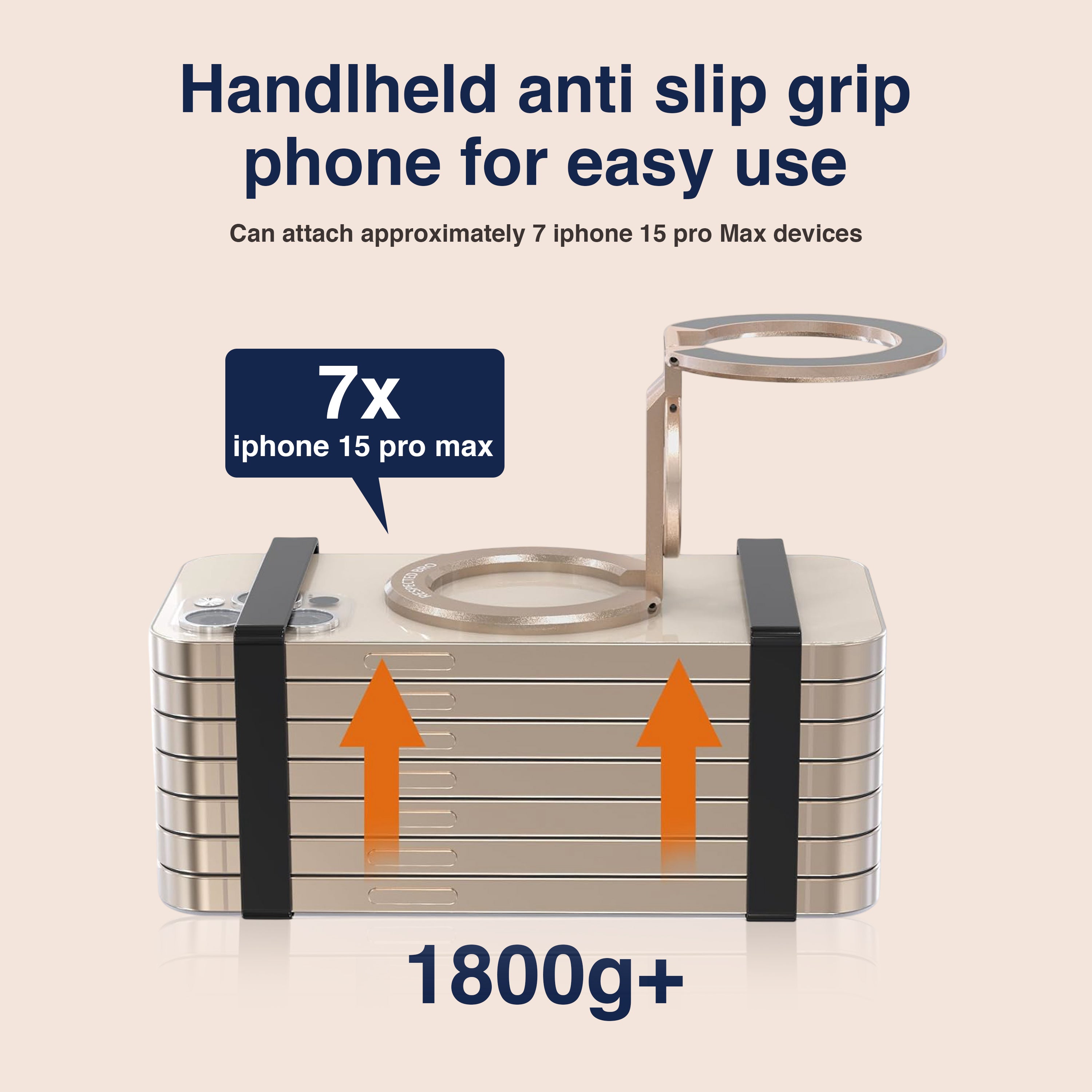 Respectbro™ DualRing MagStand Magnetic Phone Ring Holder & 360° Finger Grip Stand (Desert Gold)