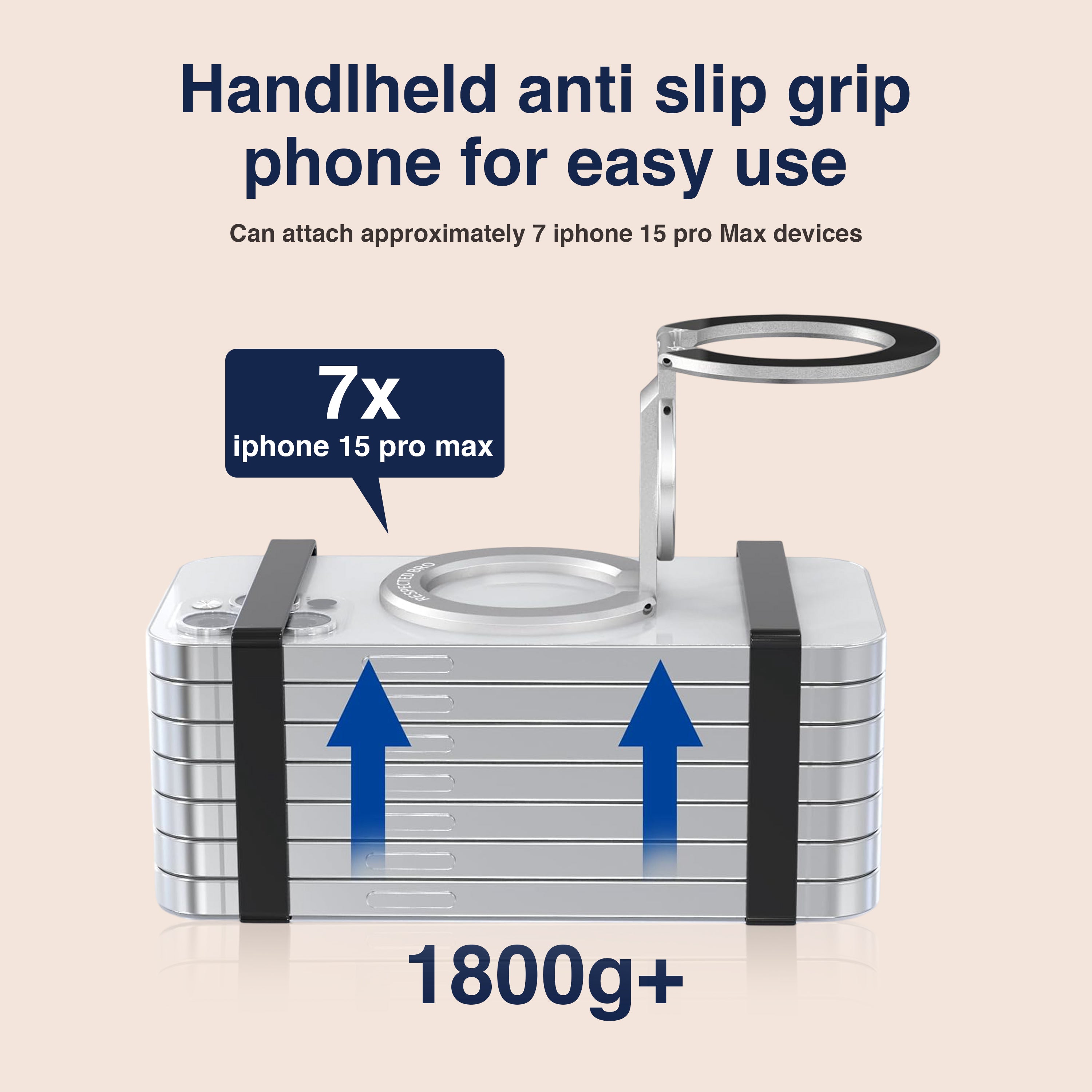 Respectbro™ RingGrip Magnetic Dual-Ring Phone Holder & Stand (Silver)