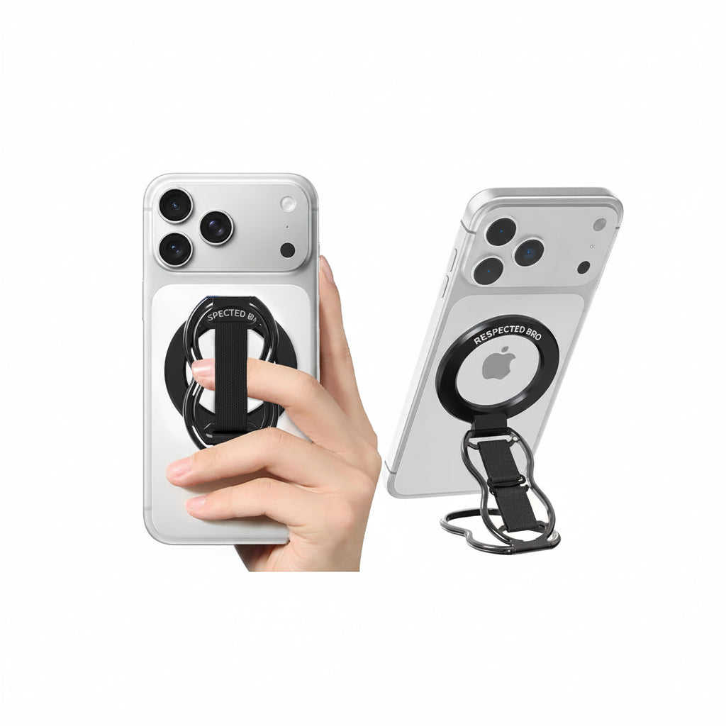 RESPECTED BRO Magnetic Phone Grip Stand with Finger Strap