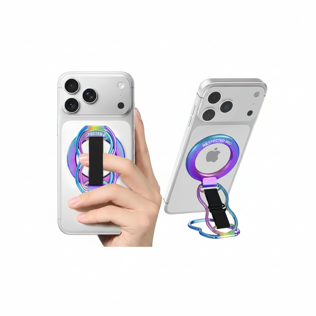 RESPECTED BRO Magnetic Phone Grip Stand with Finger Strap